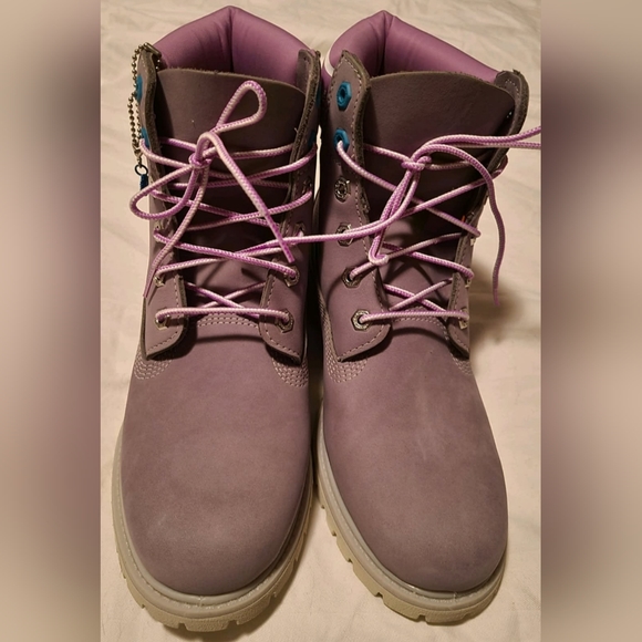 Timberland Ladies 6 Inch Grey And Purple Waterproof Boots Size UK 8 - Picture 3 of 11